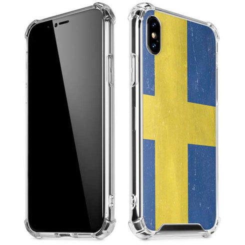 Sweden Flag Distressed iPhone XS Max Clear Case